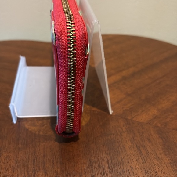 Kate Spade long wallet very vintage vinyl covered canvas red/mint ivory intee - Picture 4 of 16